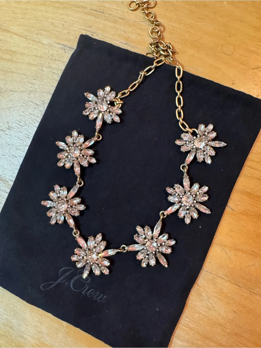 Vintage J.Crew Crystal Burst Statement Necklace Gold Tone - Excellent Condition